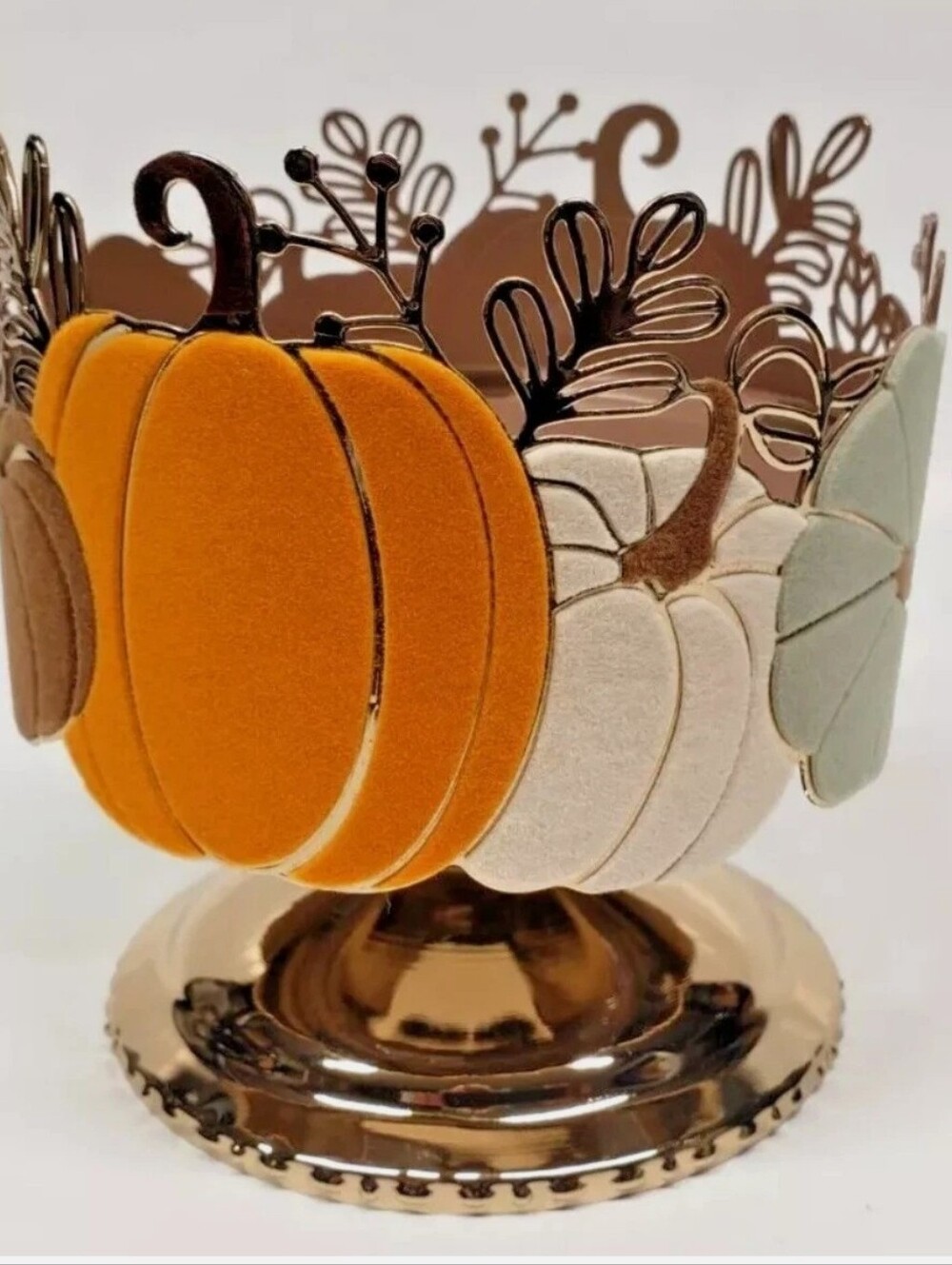 Bath & Body Works Velvet Pumpkin Pedestal 3-Wick Candleholder